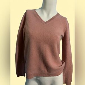 100% Cashmere Charter Club Blush Pink V-Neck Sweater